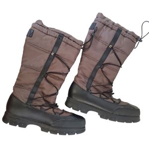 Lauren Ralph Lauren Brown Black Quinly Boot Winter Rain Cinch Mid Calf Size 7